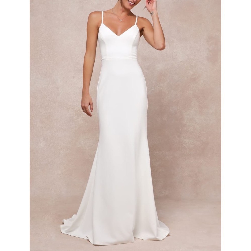 NEW Lulus Feeling of Forever White Sleeveless Mermaid Maxi Dress